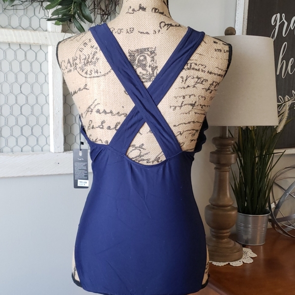 Tempt Me One piece navy blue swimsuit size medium - Picture 4 of 6